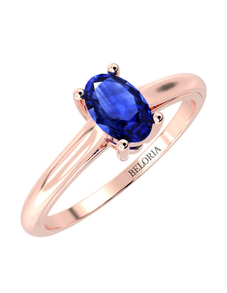 Bague solitaire en or jaune avec saphir ovale 2