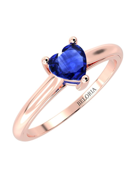 Bague solitaire en or blanc avec saphir coeur 2