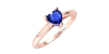 Bague solitaire en or rose avec saphir coeur