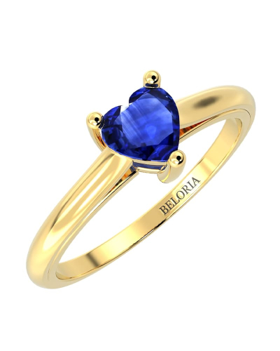 Bague solitaire en or blanc avec saphir coeur