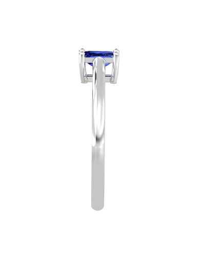 Bague solitaire en or blanc avec saphir emeraude