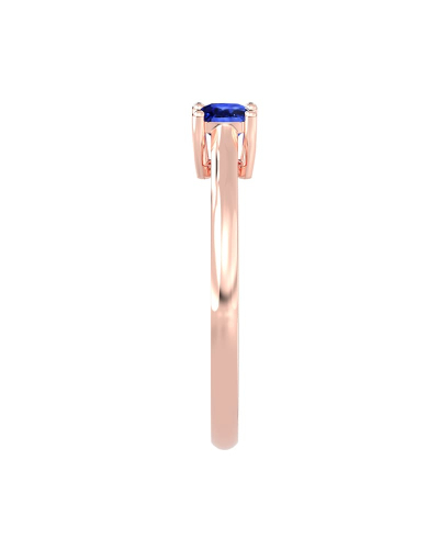 Bague solitaire en or rose avec saphir coussin