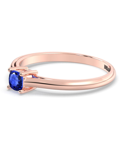 Bague solitaire en or rose avec saphir coussin