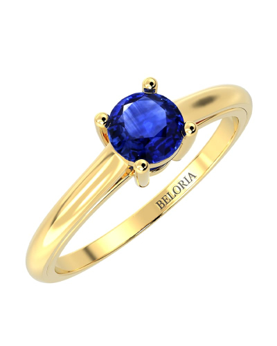 Bague solitaire en or jaune avec saphir rond