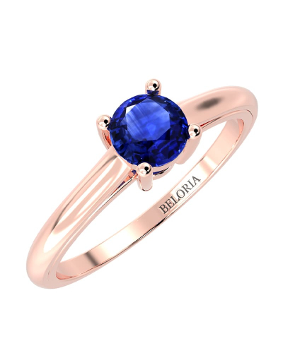 Bague solitaire en or rose avec saphir rond