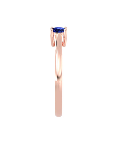 Bague solitaire en or rose avec saphir rond