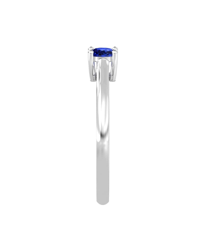 Bague solitaire en or blanc avec saphir rond