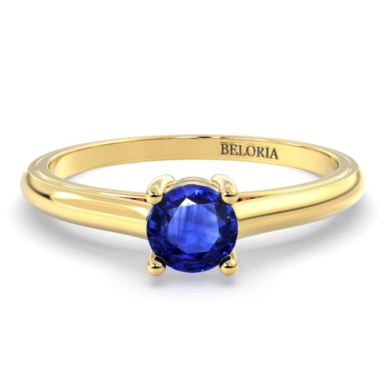 Bague solitaire en or jaune avec saphir rond