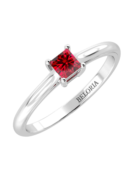 Bague solitaire en or jaune avec rubis princesse 2