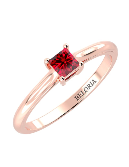 Bague solitaire en or jaune avec rubis princesse 2