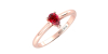 Bague solitaire en or rose avec rubis poire