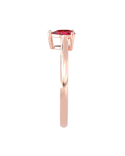 Bague solitaire en or rose avec rubis poire