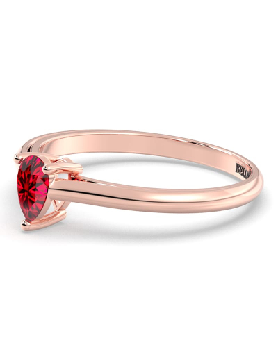 Bague solitaire en or rose avec rubis poire