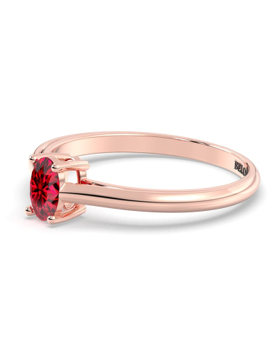 Bague solitaire en or rose avec rubis ovale