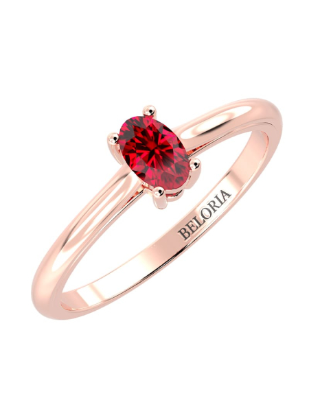 Bague solitaire en or jaune avec rubis ovale 2