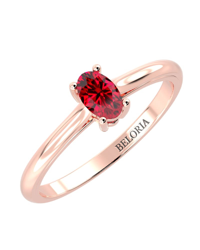 Bague solitaire en or rose avec rubis ovale