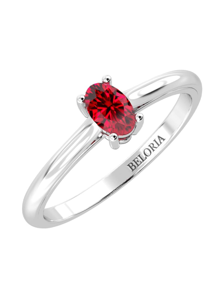 Bague solitaire en or jaune avec rubis ovale 2