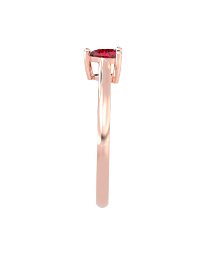 Bague solitaire en or rose avec rubis coeur