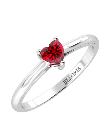 Bague solitaire en or rose avec rubis coeur 2