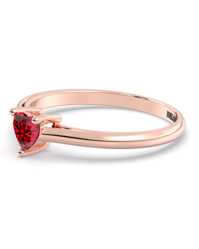 Bague solitaire en or rose avec rubis coeur