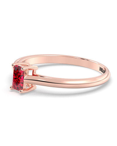 Bague solitaire en or rose avec rubis emeraude