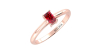 Bague solitaire en or rose avec rubis emeraude