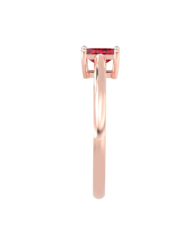 Bague solitaire en or rose avec rubis emeraude