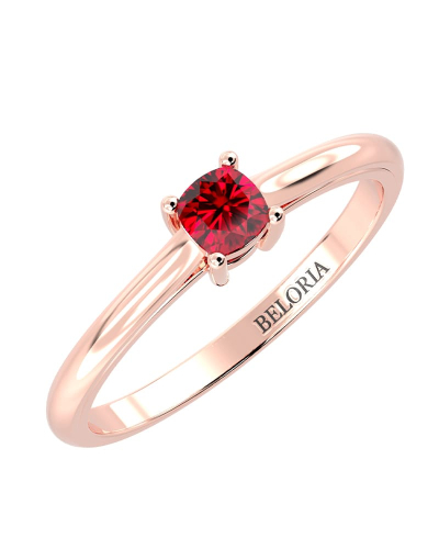 Bague solitaire en or rose avec rubis coussin