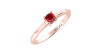 Bague solitaire en or rose avec rubis coussin