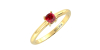 Bague solitaire en or jaune avec rubis coussin