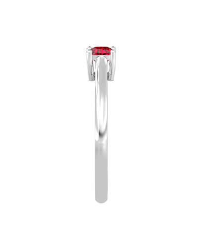 Bague solitaire en or blanc avec rubis coussin