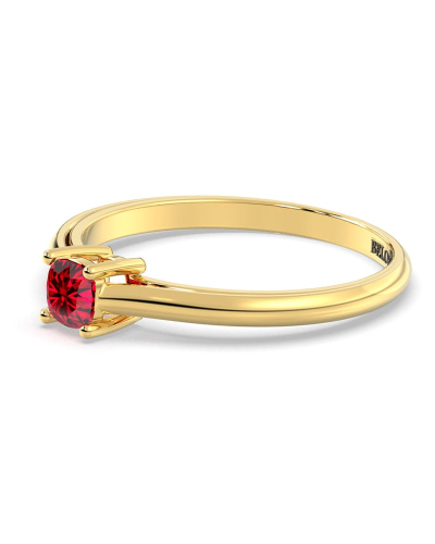 Bague solitaire en or jaune avec rubis coussin