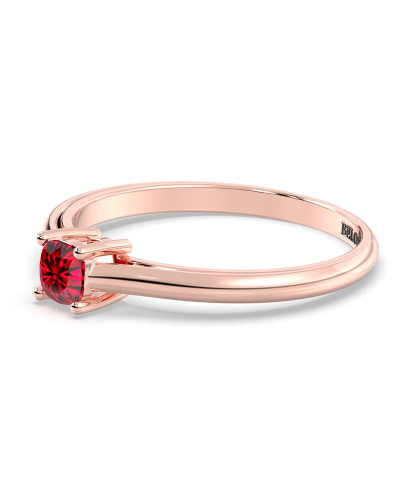 Bague solitaire en or rose avec rubis coussin