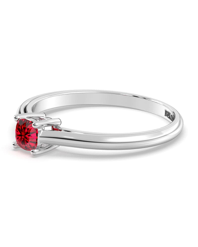 Bague solitaire en or blanc avec rubis coussin