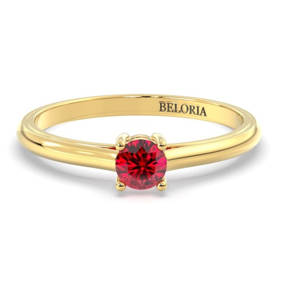 Bague rubis rond or jaune