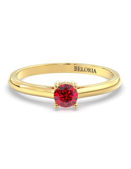 Bague rubis rond or jaune 2