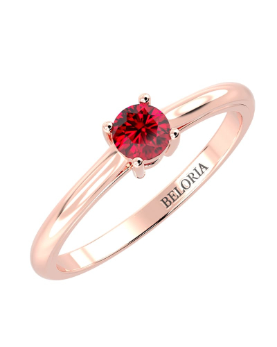 Bague rubis rond or rose