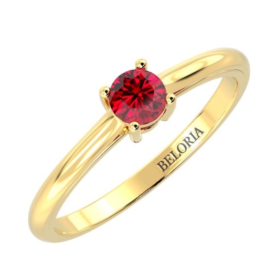 Bague rubis rond or jaune