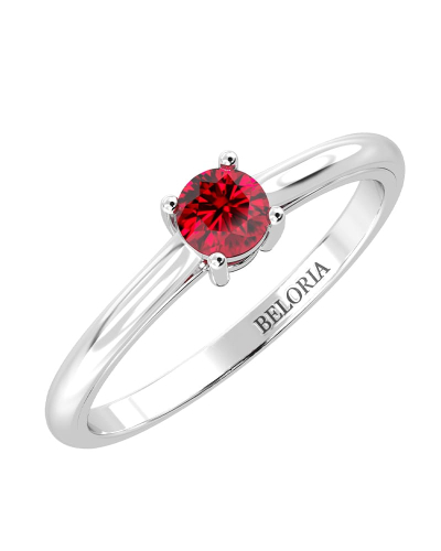 Bague rubis rond or blanc