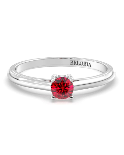 Bague rubis rond or blanc