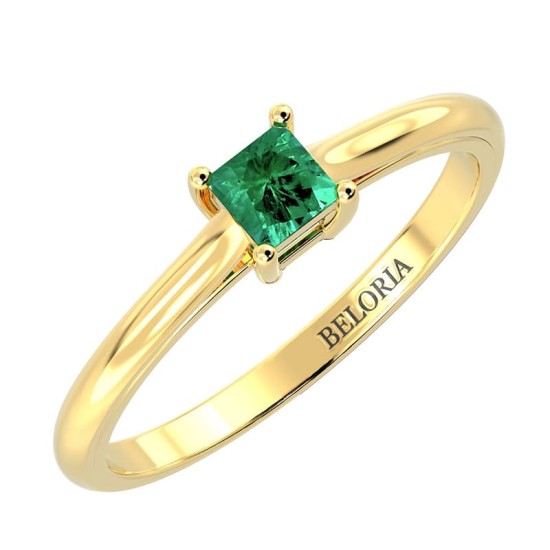 Bague émeraude princesse or jaune