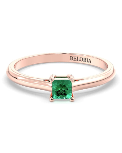Bague émeraude princesse or rose