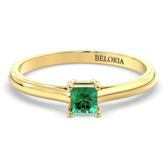 Bague émeraude princesse or jaune