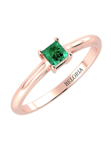 Bague émeraude princesse or jaune 2