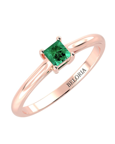 Bague émeraude princesse or rose