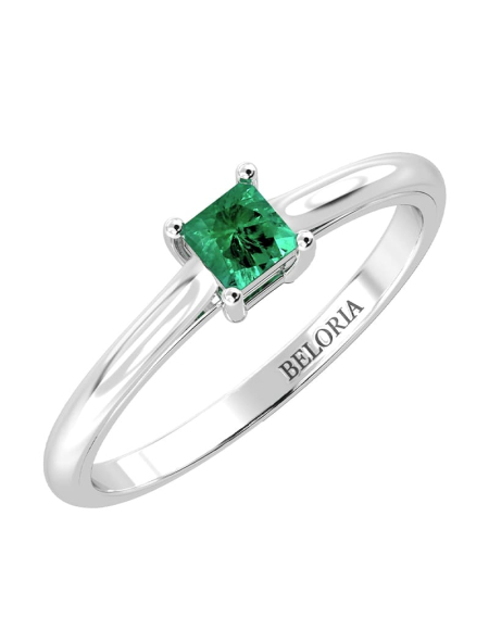 Bague émeraude princesse or jaune 2