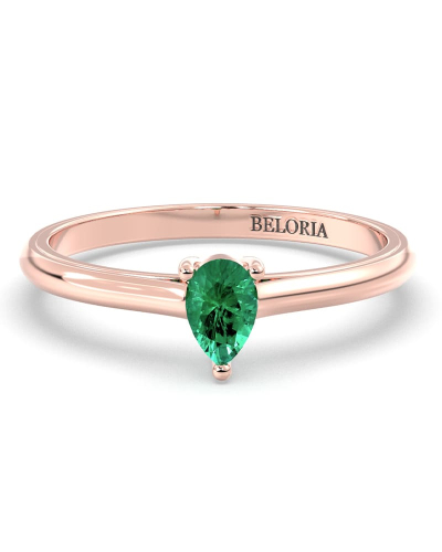 Bague émeraude poire or rose