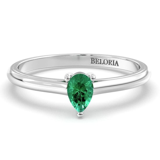 Bague émeraude poire or blanc