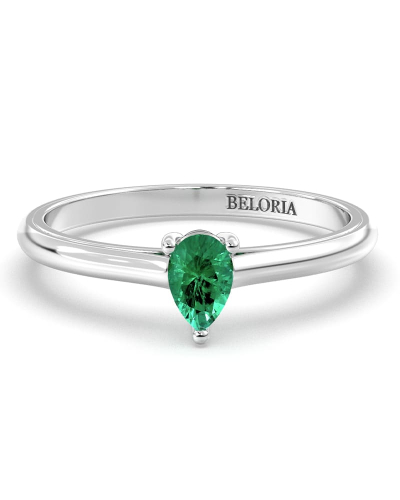 Bague émeraude poire or blanc