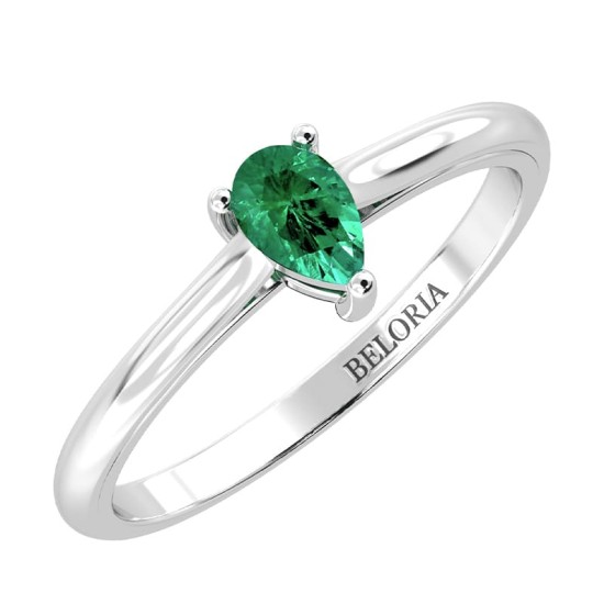 Bague émeraude poire or blanc